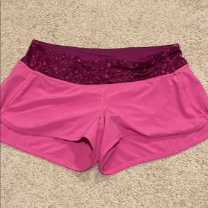 Pink lululemon speed shorts